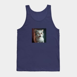 Illustration of surprised cat with bulging eyes Tank Top